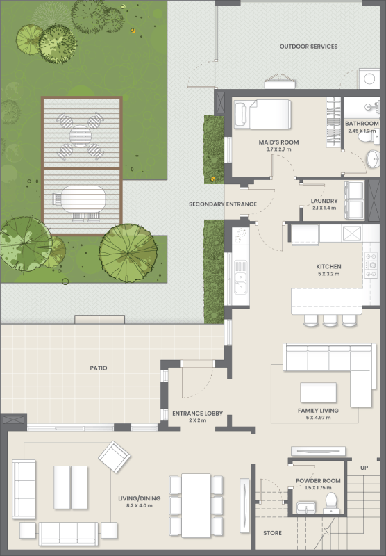 Courtyard Villa - 3 Bedroom Unit - West Villas-ground