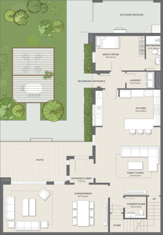 Courtyard Villa – 4 Bedroom Unit – West Villas-ground